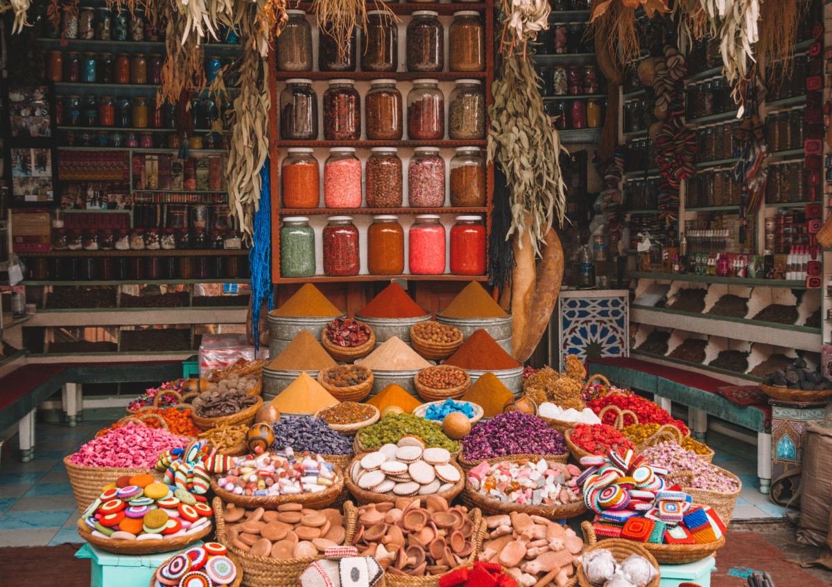 Meknes historical tour through colorful souks filled with spices and crafts